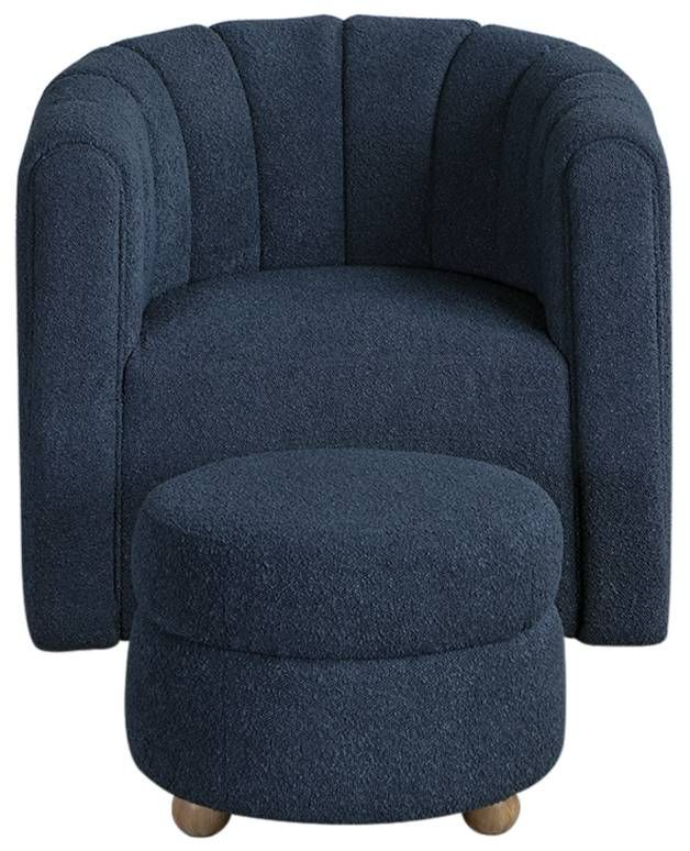 Homelegance® Delaney 2-Piece Blue Swivel Accent Chair with Ottoman Set-2