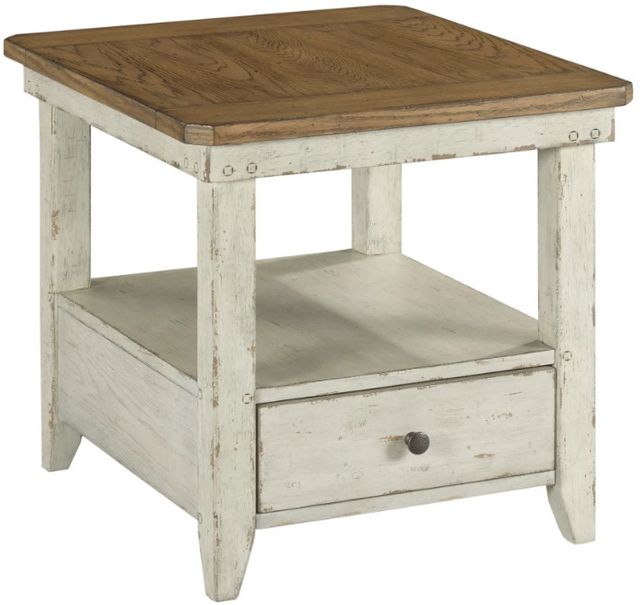 Hammary® Chambers Medium Brown Rectangular End Table with Chalk White Base-0