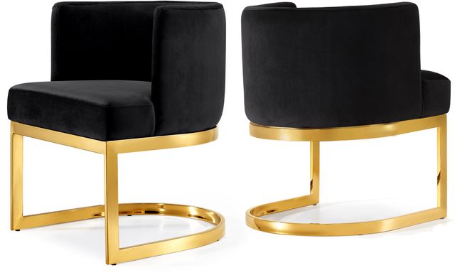 Meridian Furniture Gianna Black/Gold Velvet Dining Chair-1