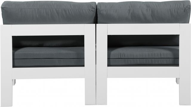 Meridian Furniture Nizuc 2-Piece Gray/White Aluminum/Fabric Outdoor Patio Armless Modular Loveseat-3