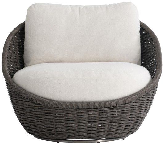 Bernhardt Santa Monica Bernhardt Exteriors Pebble/White Fabric/Woven Outdoor Swivel Chair-1