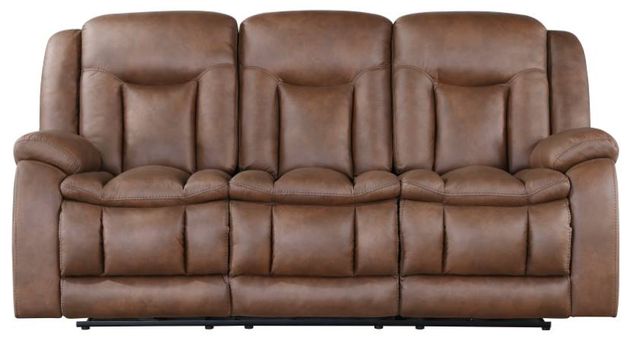 New Classic® Home Furnishings Morello Brown Dual Manual Reclining Sofa-2
