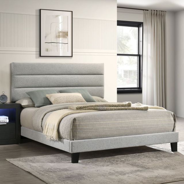 New Classic® Home Furnishings Asher Smoke Eastern King Upholstered Panel Bed-1