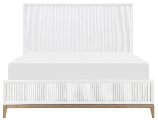Legacy Classic Melrose Cloud White/Desert Oak California King Sculpted Panel Bed-2