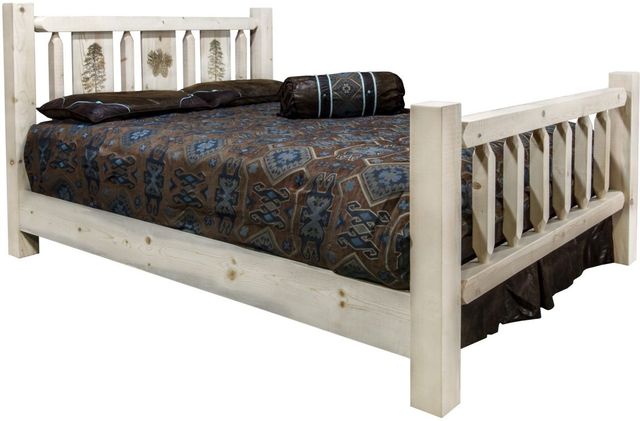 Montana Woodworks® Homestead Clear Lacquer Twin Bed with Laser Engraved  Pine Tree Design-0