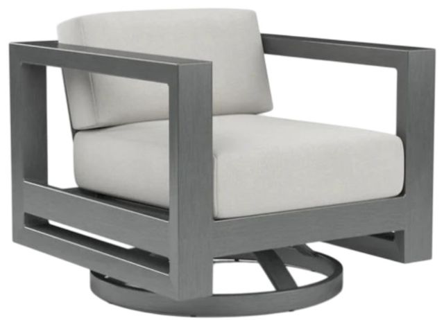 Sunset West Redondo Slate Aluminum Outdoor Swivel Club Chair with Cast Silver Cushion-0