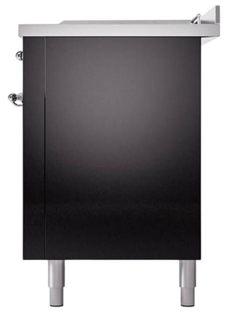 Ilve® Nostalgie II Noblesse 60'' Glossy Black Pro Style Dual Fuel Range with Chrome Trim-3