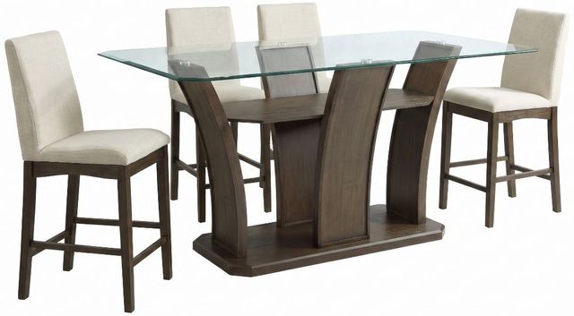 Elements International Dapper 5-Piece Cream/Walnut Counter Dining Set-0