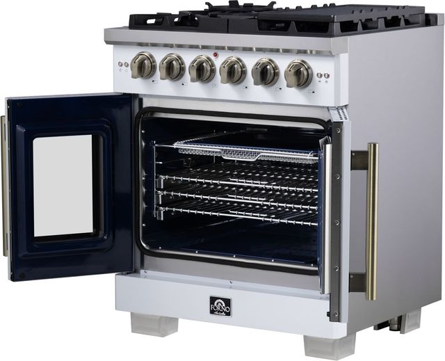FORNO® Capriasca Series Alta Qualita 30" White Pro Style Gas Range-4