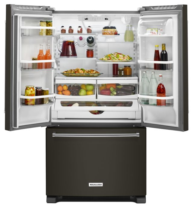 KitchenAid® 36 in. 20.0 Cu. Ft. Black Stainless Steel with PrintShield™ Finish Counter Depth French Door Refrigerator-2