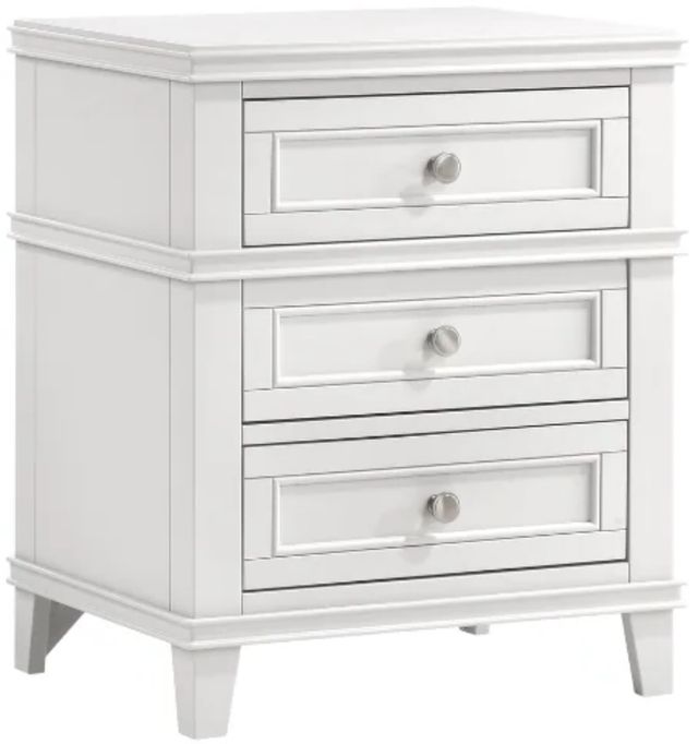 Bernards Nova II White 3-Drawer Nightstand with USB-0