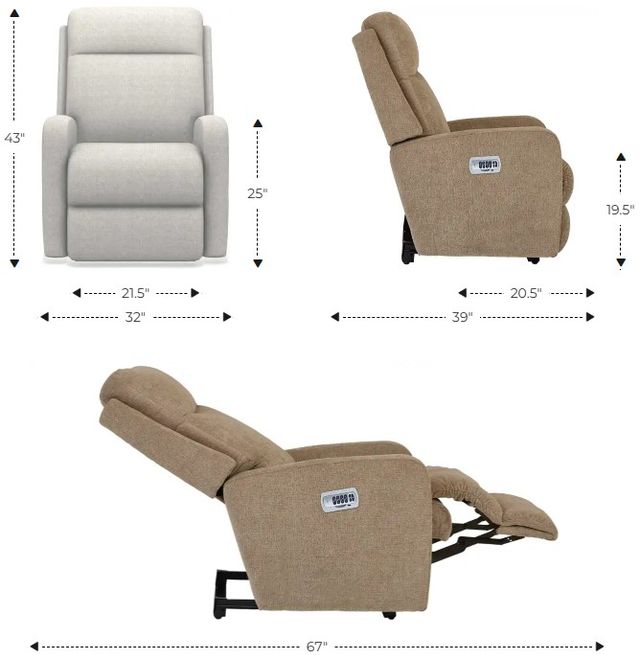 La-Z-Boy® Finley Otter Leather Power Rocking Recliner with Headrest and Lumbar-2