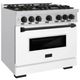 ZLINE Classic Series Autograph Edition 36" Stainless Steel Pro Style Gas Range with White Matte Door and Matte Black Accents-1