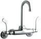 Elkay Chrome Foodservice 3-8" Adjustable Centers Wall Mount Faucet with 4" Gooseneck Spout and 4" Wristblade Handle-0