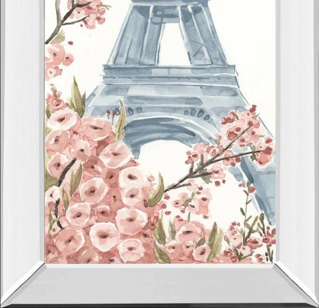Classy Art Paris Cherry Blossoms I by Annie Warren Mirror Framed Wall Art-1