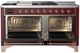Ilve® Majestic III 60" Burgundy Pro Style Dual Fuel Liquid Propane Range with French Top and Copper Trim-1