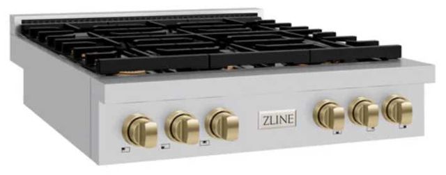 ZLINE Paramount Autograph Edition 36" Stainless Steel Gas Cooktop with Champagne Bronze Accents-1