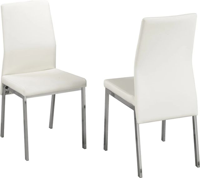 Brassex Inc. Amber 2-Piece Chrome/White Dining Chair Set-2