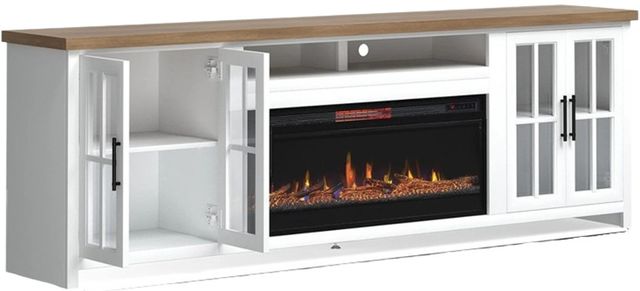 Legends Home Hampton Barnwood/Jasmin White 96" Fireplace Console-0