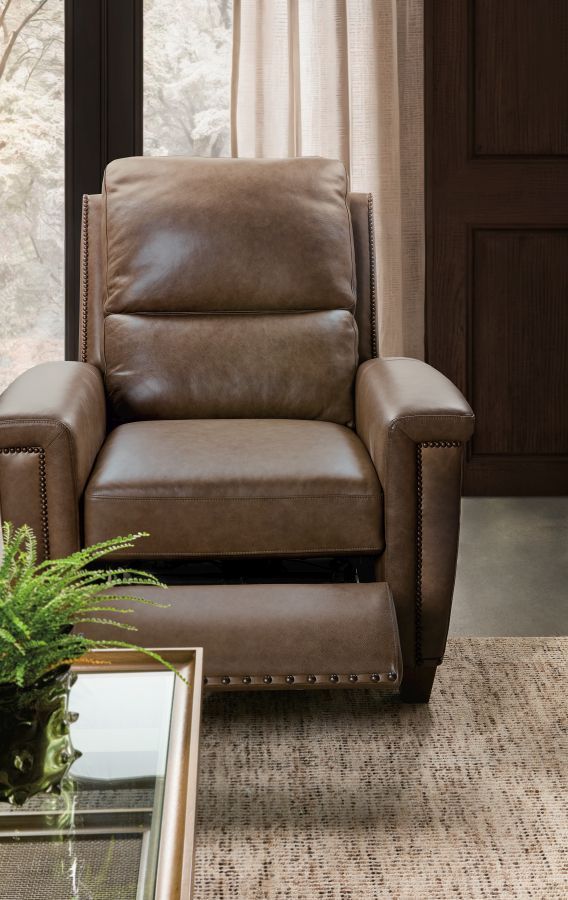 Hooker® Furniture Ready-Made Upholstery Julian Rowe Chocolate Power Recliner with Power Headrest-3