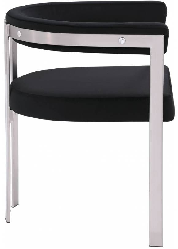 Meridian Furniture Marcello Black/Brushed Chrome Velvet Dining Chair-3