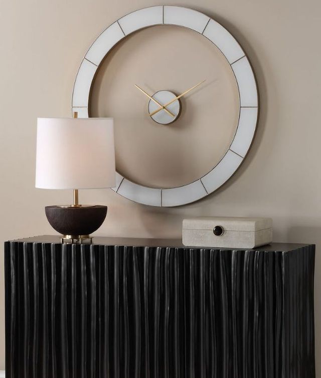 Uttermost® Ivory Halo Ivory/Gold Minimalist Wall Clock-1