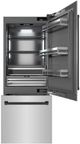 ZLINE Autograph Edition 30" 16.1 Cu. Ft. Stainless Steel Built-In Bottom Freezer Refrigerator with Graphite Gray Interior and Matte Black Accents-1