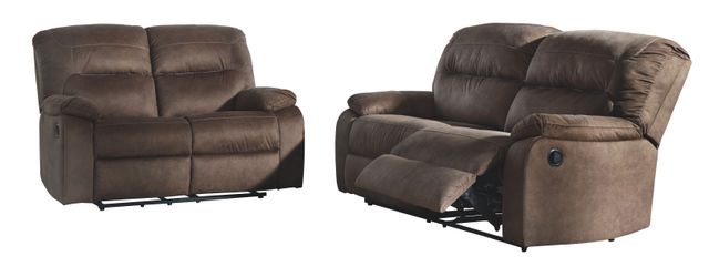 Signature Design by Ashley® Bolzano Coffee 2 Seat Reclining Sofa & Loveseat-4