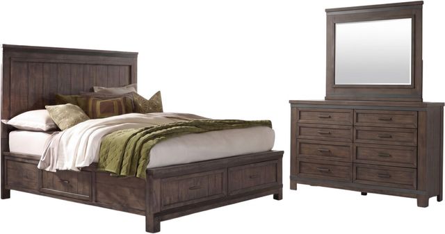 Liberty Furniture Thornwood Hills 3-Piece Rock Beaten Brown King 2-Sided Storage Bedroom Set-0