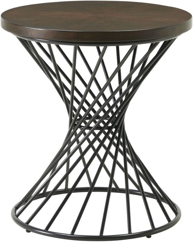 Elements International Terri Brown End Table with Black Base-0