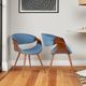 Armen Living Butterfly Blue/Walnut Dining Arm Chair-2