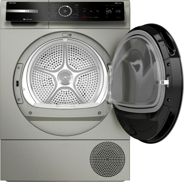Bosch® 800 Series 24" Pearl Steel Front Load Ventless Electric Dryer-1