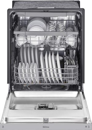 LG 24" PrintProof™ Stainless Steel Front Control Built In Dishwasher Front view of the LG 24" PrintProof™ Stainless Steel Front Control Built In Dishwasher