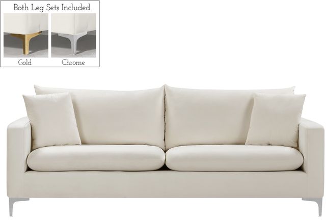 Meridian Furniture Naomi Cream Upholstered Sofa-1