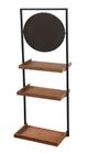 StyleCraft Natural Decorative Wall Shelf with Round Mirror-2