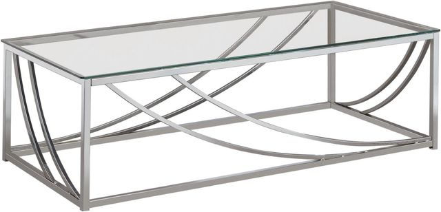 Coaster® Lille Glass Top Chrome Rectangular Coffee Table Accents-0