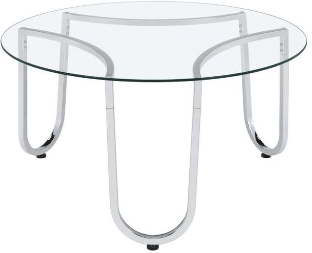 Coaster® Beller Round Tempered Glass Top Coffee Table with Chrome Base-4