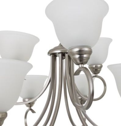 YHD Ribbon Falls Satin Nickel 9-Light Chandelier-4