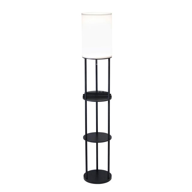 Adesso® Charging Station Black Shelf Floor Lamp-0