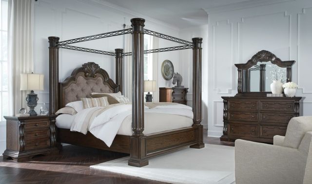 Signature Design by Ashley® Maylee Dark Brown King Canopy Bed-4