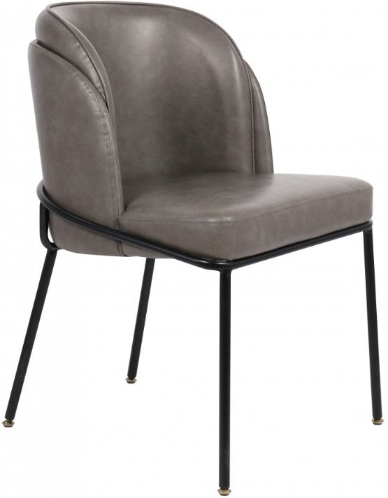 Meridian Furniture Jagger Gray/Matte Black Vegan Leather Dining Side Chair-1