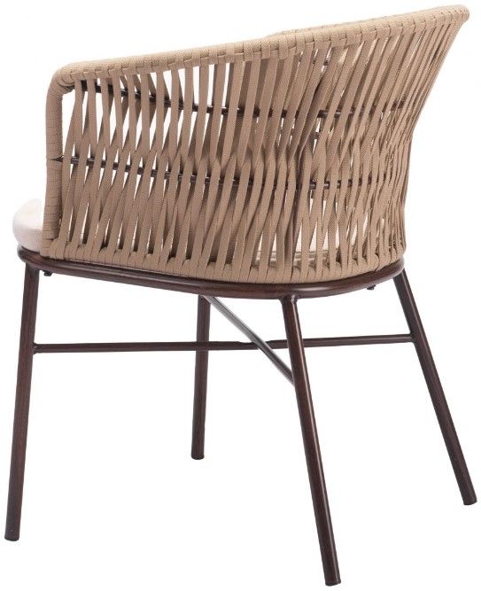 Zuo® Modern Freycinet 2-Piece Brown/Natural Steel Outdoor Dining Arm Chair Set-3