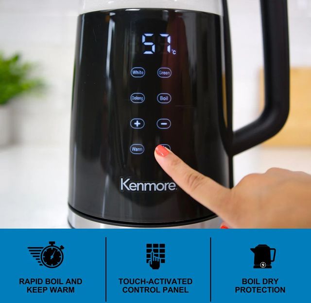 Kenmore® 1.7L Black Double-Walled Glass Electric Kettle-4