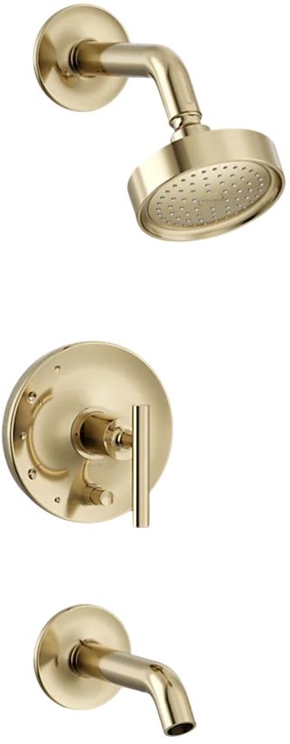 KOHLER® Purist® Rite-Temp® Vibrant French Gold 2.5 GPM Bath and Shower Trim Kit with Push-Button Diverter and Lever Handle-0