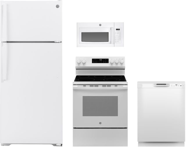 GE® 4 Piece White Electric Kitchen Package-0