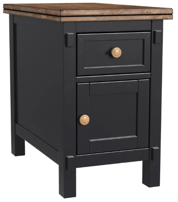 A-America® Stormy Ridge Chickory Top Chairside Table with Slate Black Base-0