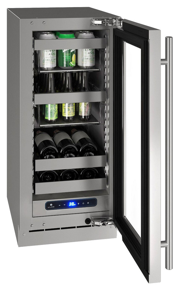 U-Line 5 Class Collection 15” 2.9 Cu. Ft. Stainless Steel Beverage Center with Right Hinge Glass Door-2