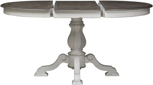 Liberty Furniture Magnolia Manor 5-Piece Antique White/Weathered Bark Pedestal Dining Set-3