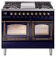 Ilve® Nostalgie II Noblesse 40'' Midnight Blue Pro Style Dual Fuel Range with Burnished Trim-0