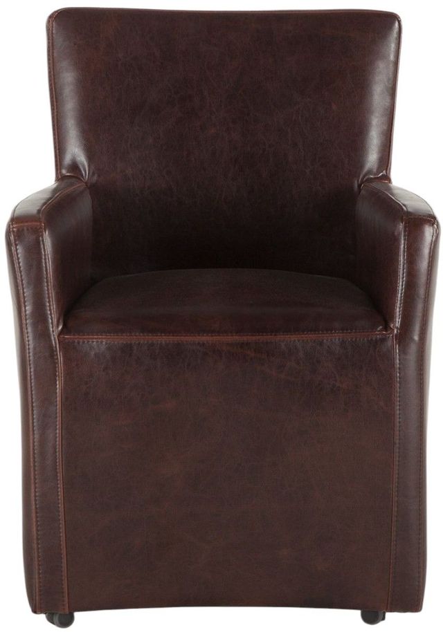 Home Trends & Design Upholstered Dining Dark Brown Leather Peabody Arm Chair-2